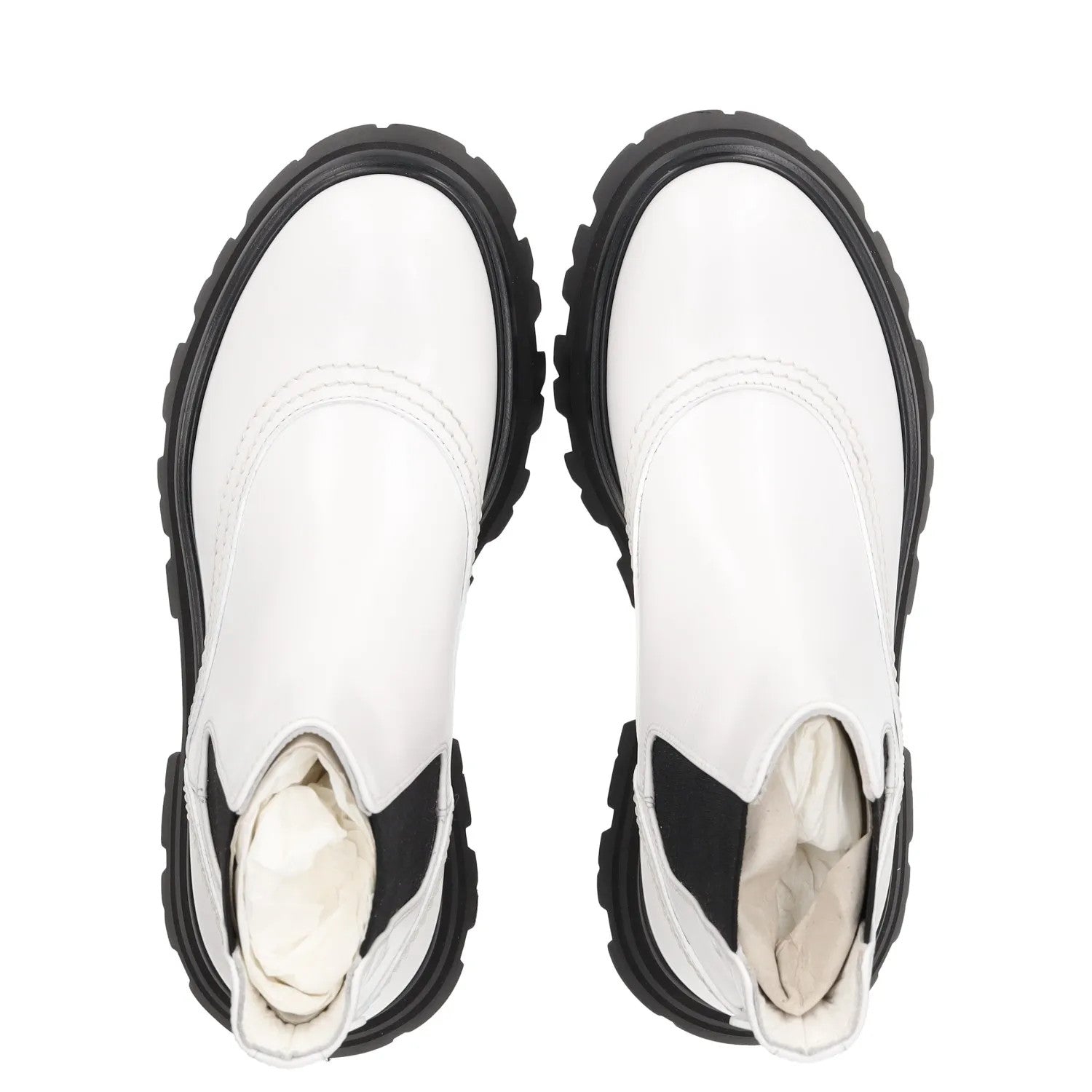 ALEXANDR MCQUEEN Womens Chelsea Boots White Leather Black Sole EU 35.5 RRP 525 — View 6