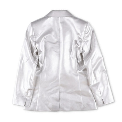 CHLOE Womens Jacket Silver Cloud Blaze Metallic Mid Length Size 40 RRP 2490 — View 4