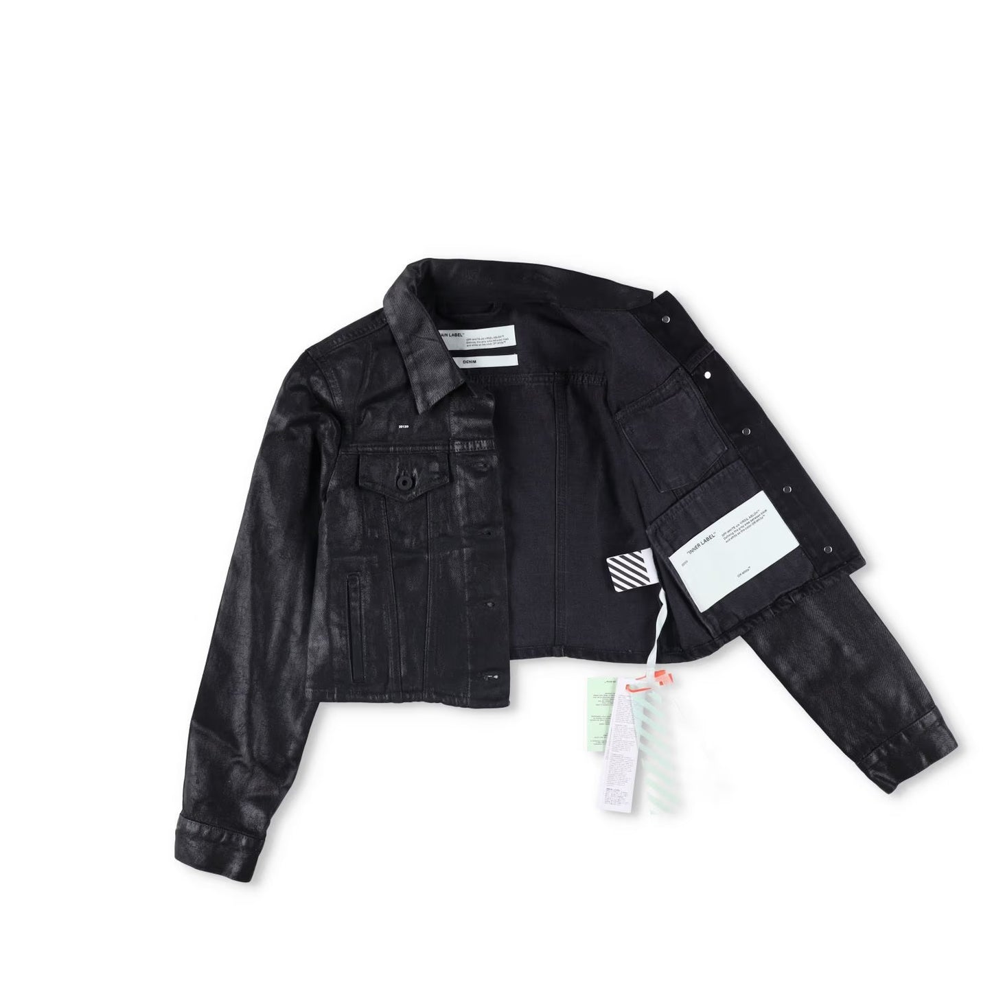 OFF-WHITE Womens Cropped Jacket Black Cotton Button Closure Size 38 RRP 850 — View 10