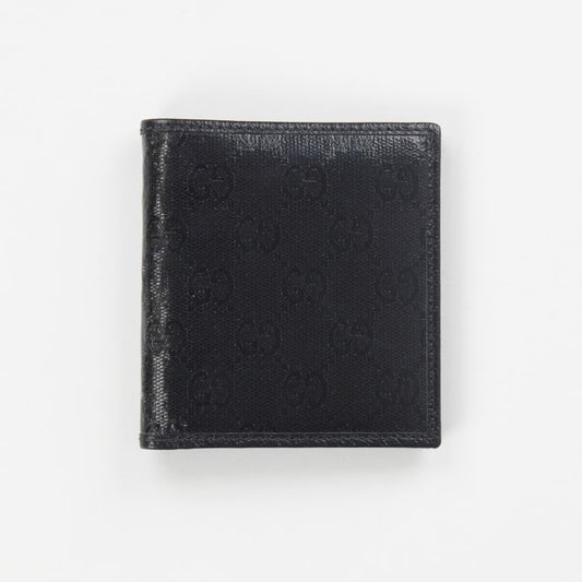 GUCCI Men's Crystal Ao Bifold Wallet Black Canvas Logo One Size RRP 300
