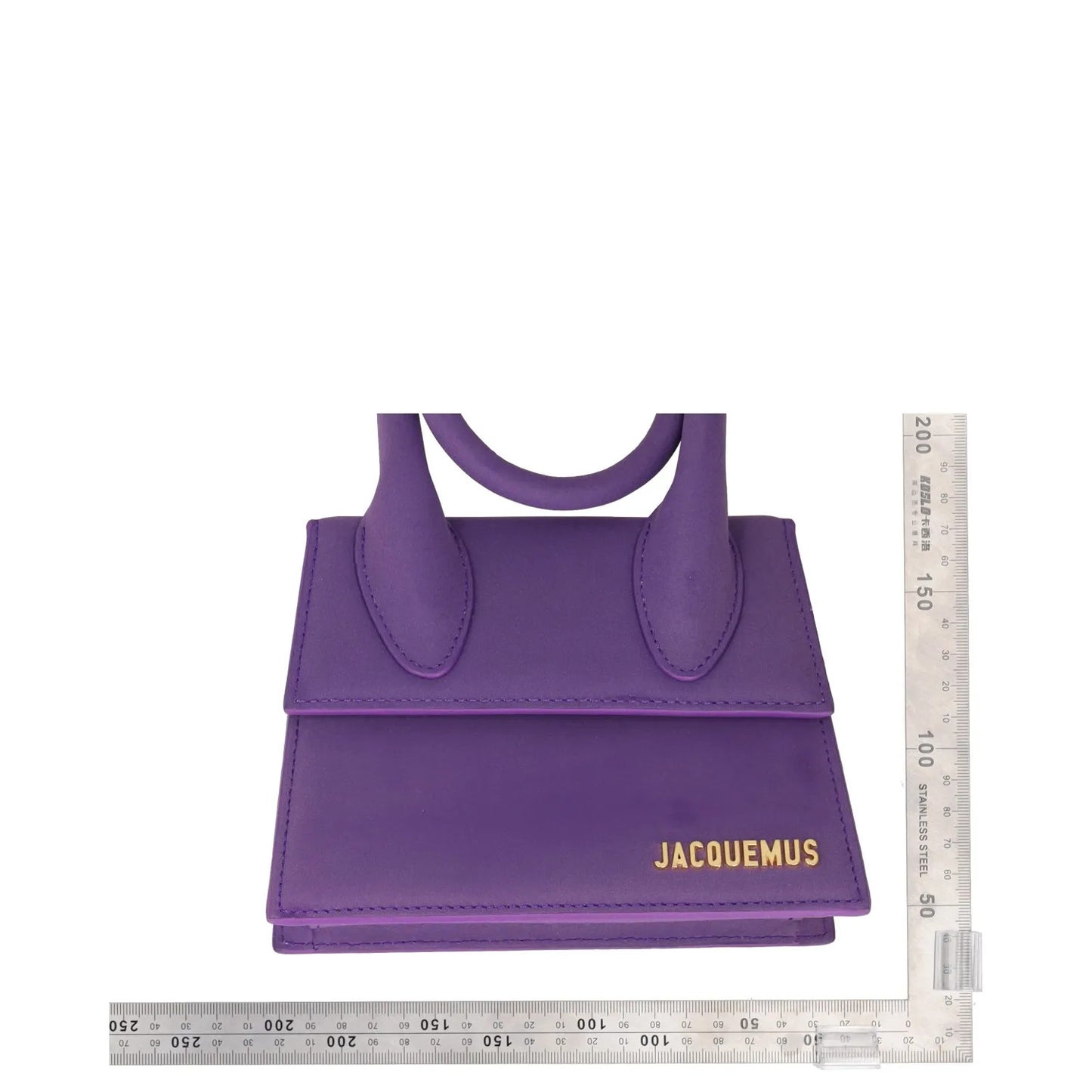 JACQUEMUS Womens Top Handle Bag Purple Leather Flat Closure Gold Accent S RRP450 — View 9