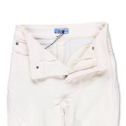 MUGLER Womens Skinny Jeans High Waist Tonal Inserts Split Hem White 34 RRP 575 — View 7