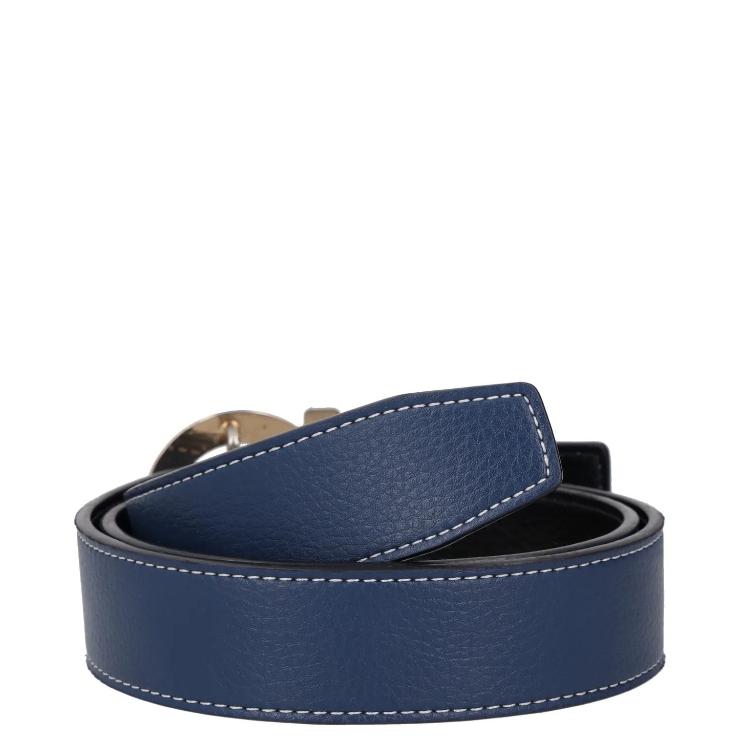 SALVATORE FERRAGAMO Womens Belt Blue Leather Gold Buckle Size 46 RRP 350 — View 4