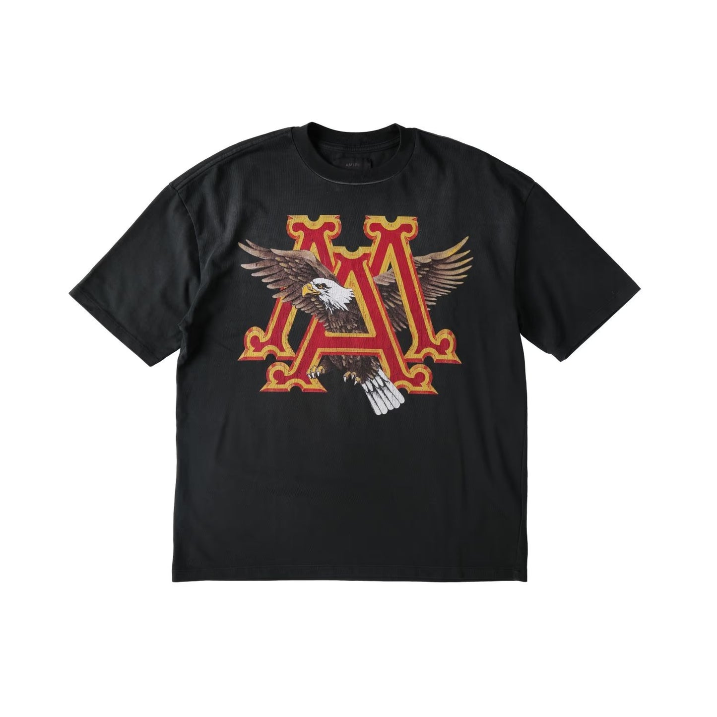 AMIRI Mens Vintage Ma Eagle Print Oversized Short Sleeve T-Shirt Black S RRP 690