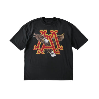 AMIRI Mens Vintage Ma Eagle Print Oversized Short Sleeve T-Shirt Black S RRP 690