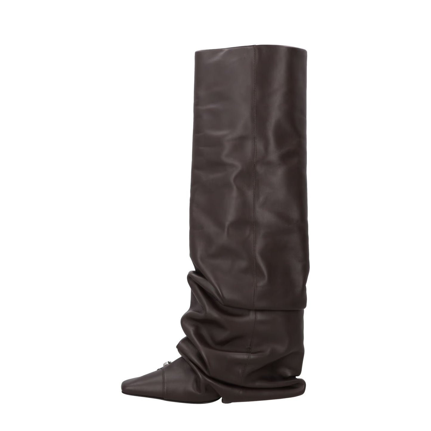 ATTICO Womens Juno Knee High Boots Leather Point Toe Stiletto Brown UK 7 RRP1466 — View 4