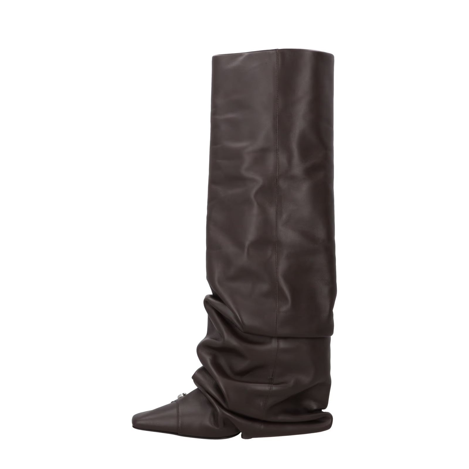 ATTICO Womens Juno Knee High Boots Leather Point Toe Stiletto Brown UK 7 RRP1466 — View 4