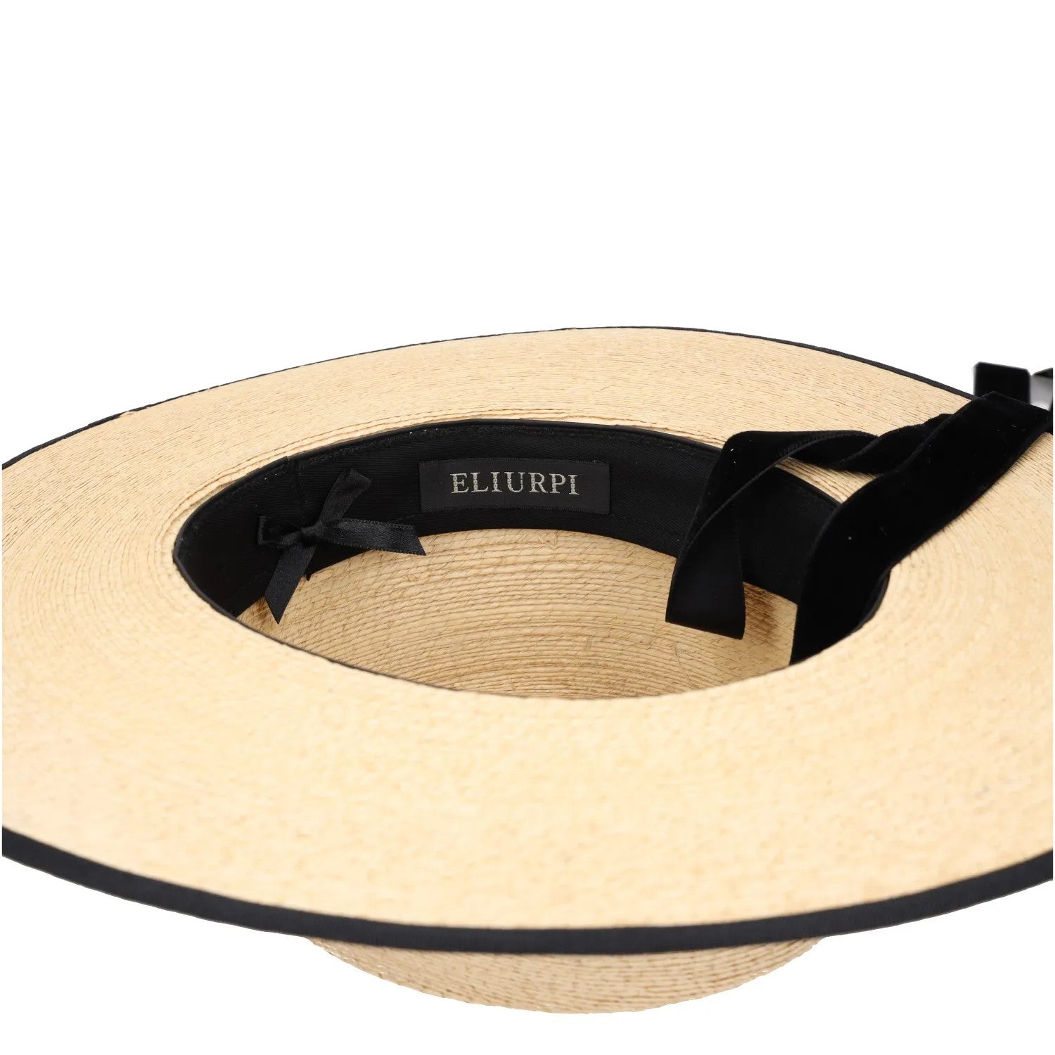 ELIURPI Womens Hat Beige Straw Boater Hat Black Strap Summer Size M RRP 300 — View 13