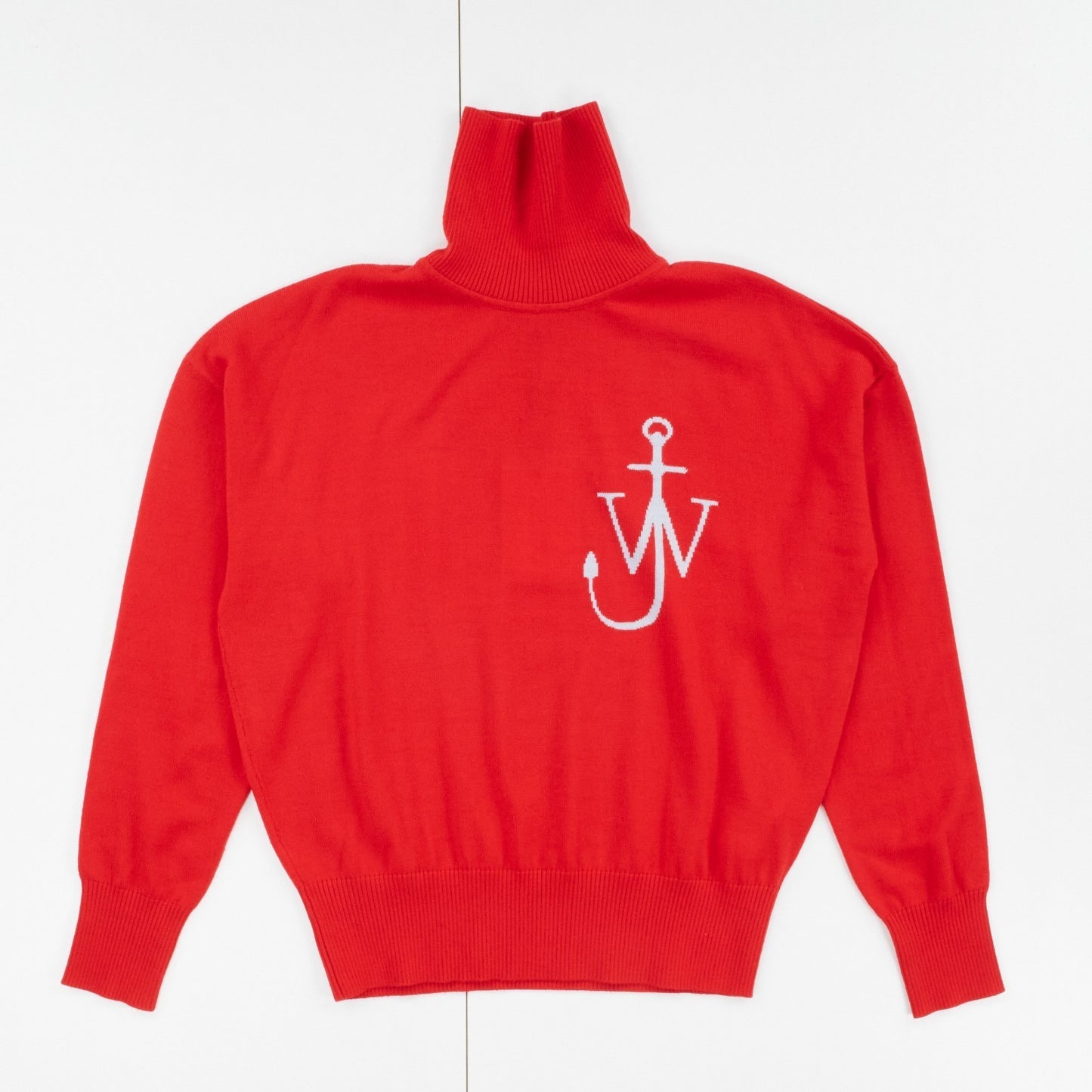 JW ANDERSON Anchor Logo Funnel Neck Jumper Unisex Knitwear Red Wool S RRP 355 — View 3