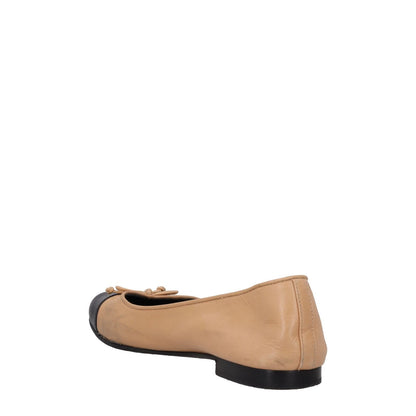 TORY BURCH Bow Leather Ballet Flats Beige Black Bow Accents US 8.5 RRP 240 — View 5