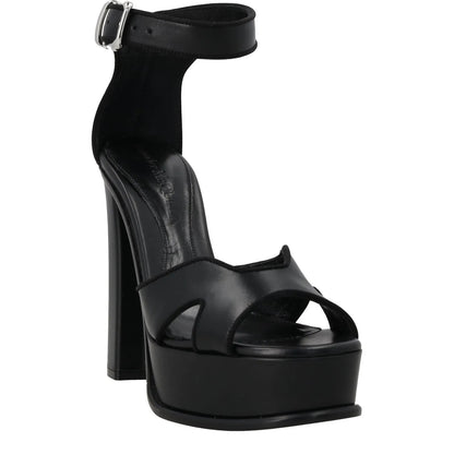 ALEXANDER MCQUEEN Womens Platform Sandal Leather Black High Heel UK 5.5 RRP 790 — View 2