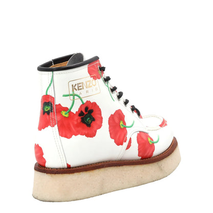 KENZO Womens Yama Lace Boots Leather Casual White Red Floral Size 39 RRP 735 — View 8