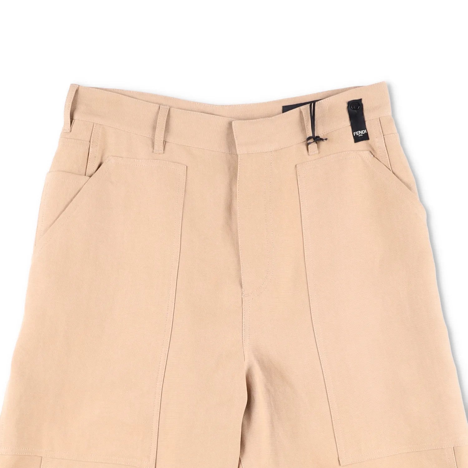 FENDI Mens Bermuda Shorts Paper Canvas Beige Flat Front Zip Size 46 RRP 945 — View 2