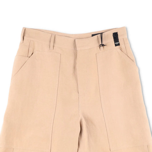FENDI Mens Bermuda Shorts Paper Canvas Beige Flat Front Zip Size 46 RRP 945 — View 2