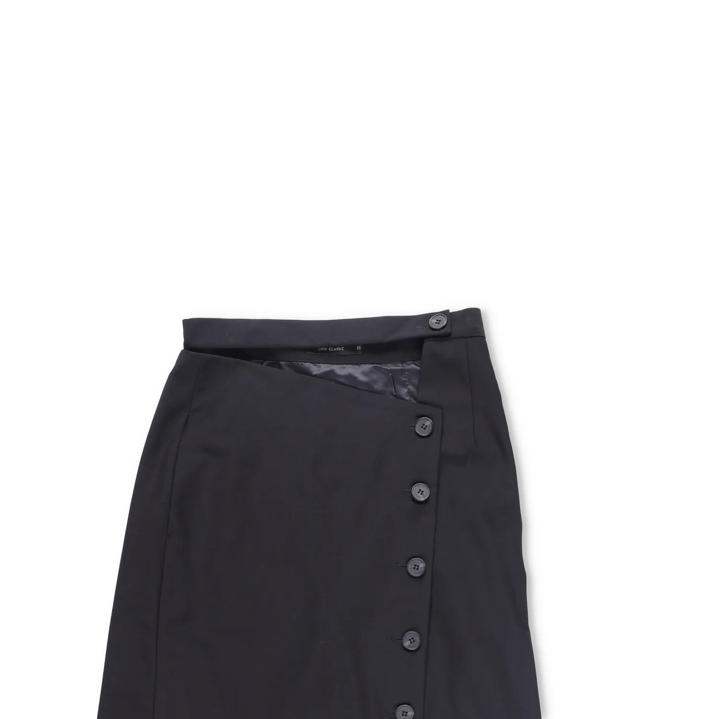 LOW CLASSIC Womens Midi Skirt Button Accents Black Twill Fabric Size S RRP 350 — View 2