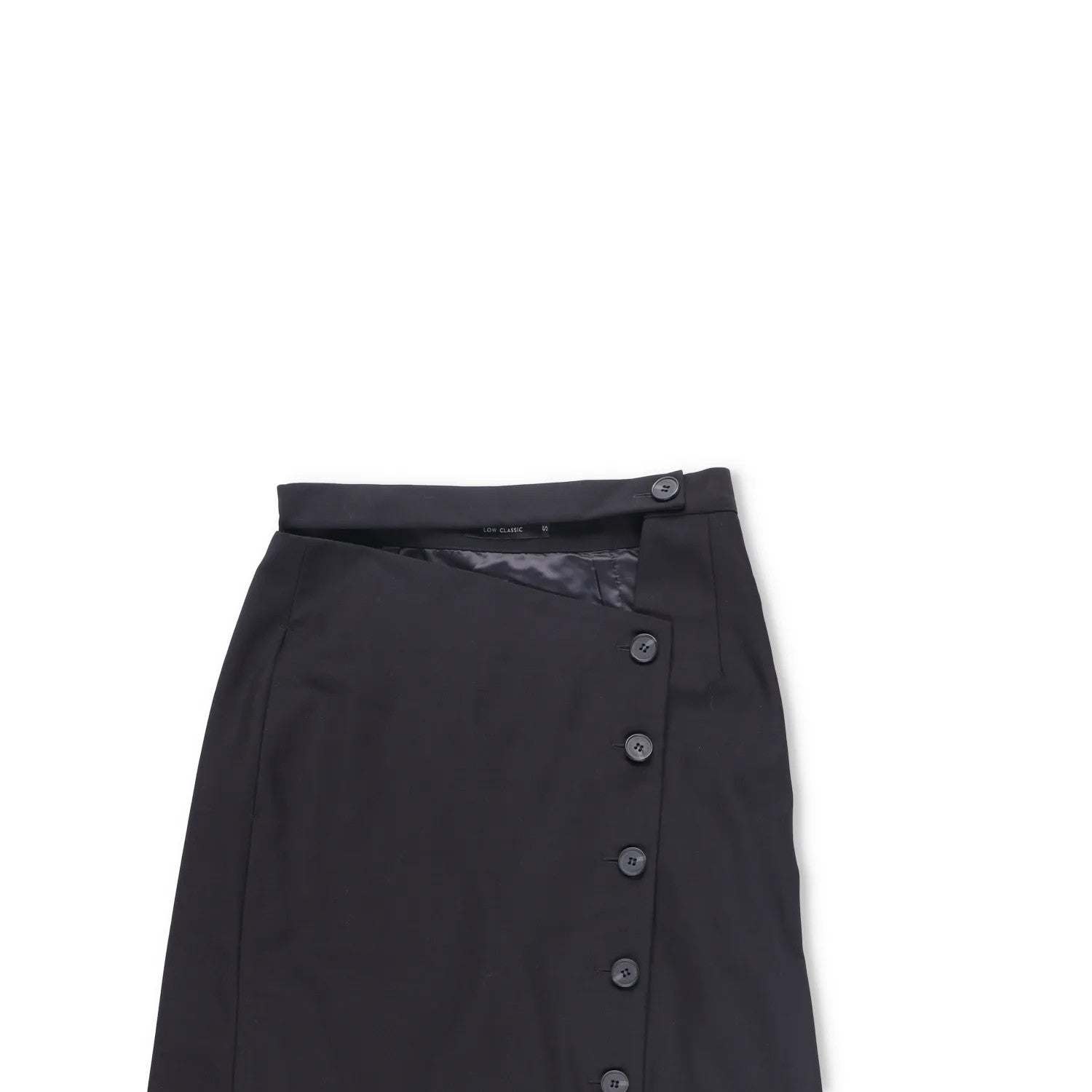 LOW CLASSIC Womens Midi Skirt Button Accents Black Twill Fabric Size S RRP 350 — View 2