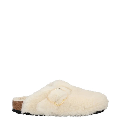 BIRKENSTOCK Womens Mule Slip On Sandal White Shearling Buckle UK 5 RRP 190