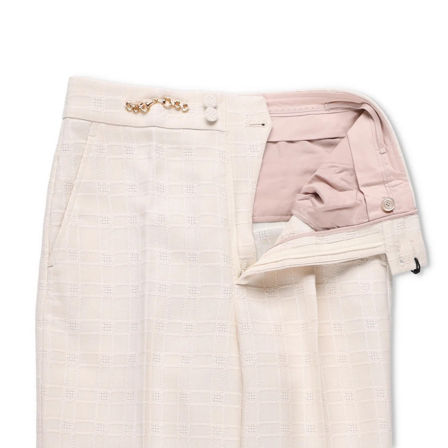GUCCI Womens Trousers Ivory Cotton Wool Blend Check Flared Leg 40 RRP 550 — View 6