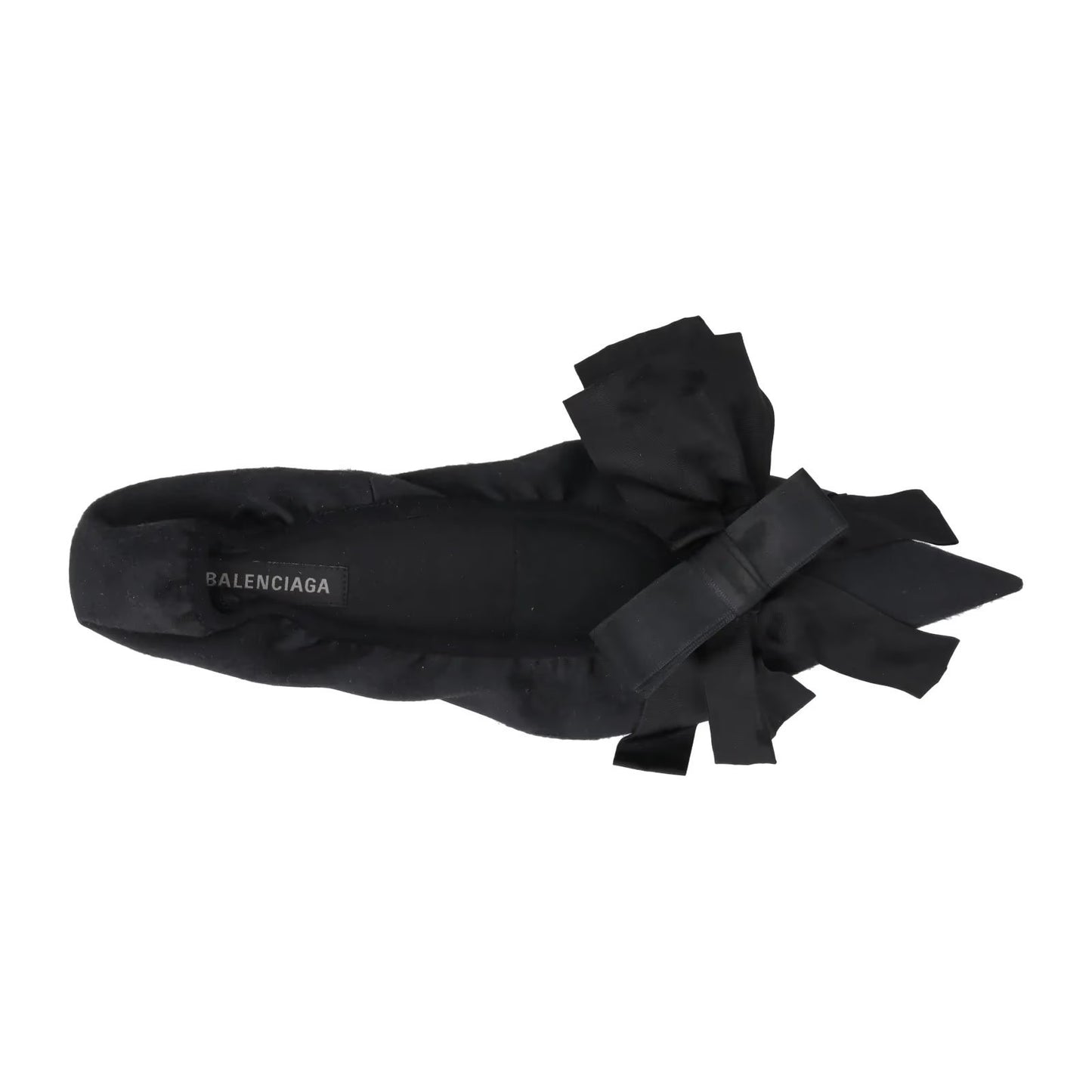 BALENCIAGA Womens Louis XV Pump 25 Black Leather Flats Satin Bow UK 7 RRP 682 — View 7