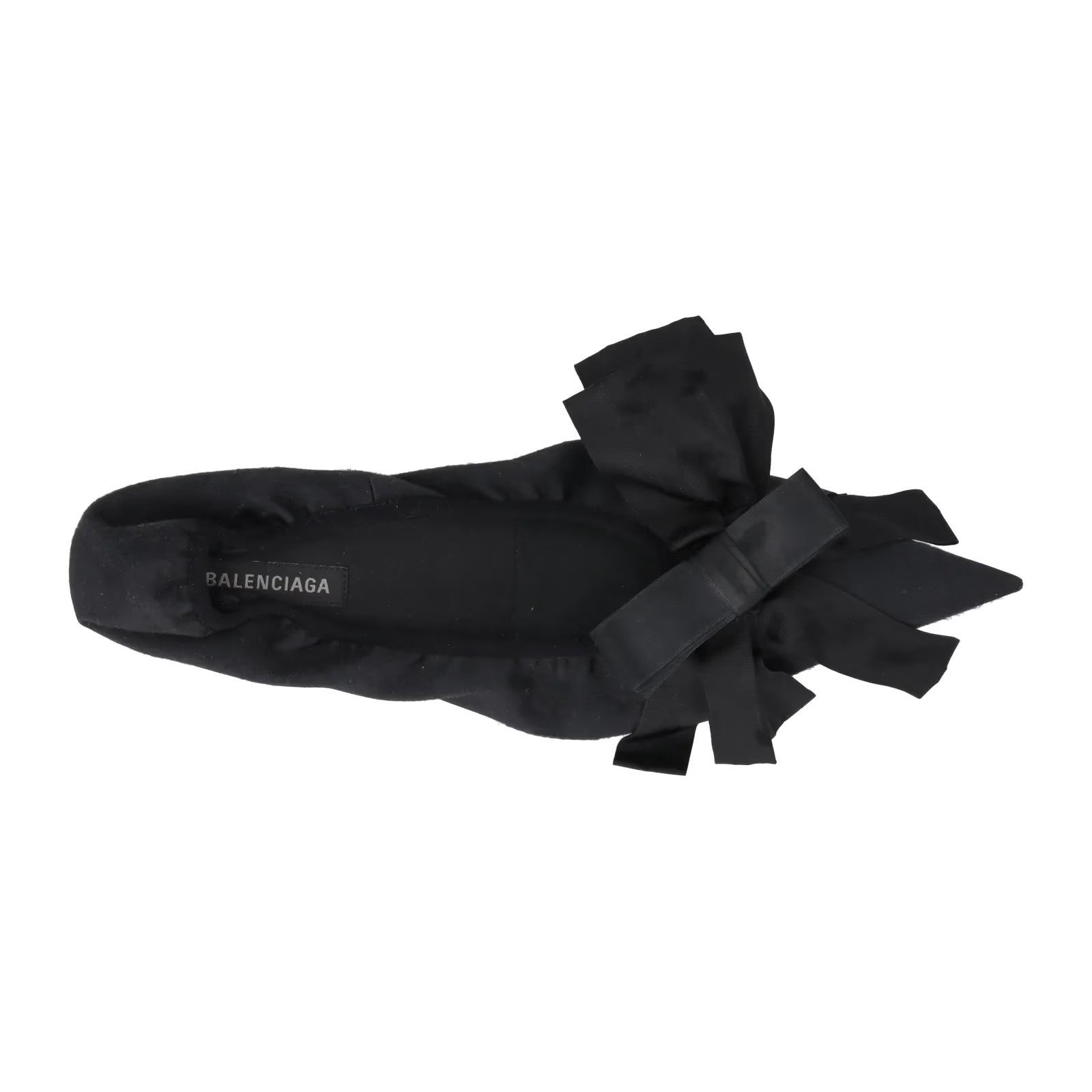BALENCIAGA Womens Louis XV Pump 25 Black Leather Flats Satin Bow UK 7 RRP 682 — View 7