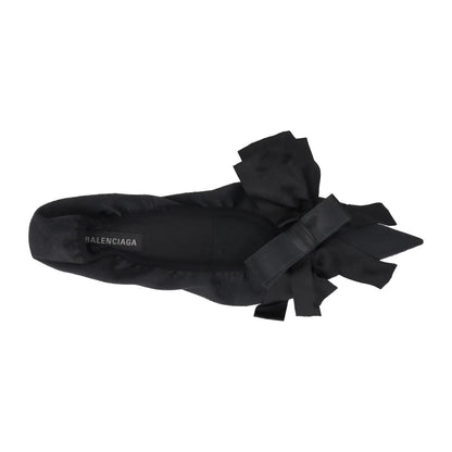 BALENCIAGA Womens Louis XV Pump 25 Black Leather Flats Satin Bow UK 7 RRP 682 — View 7