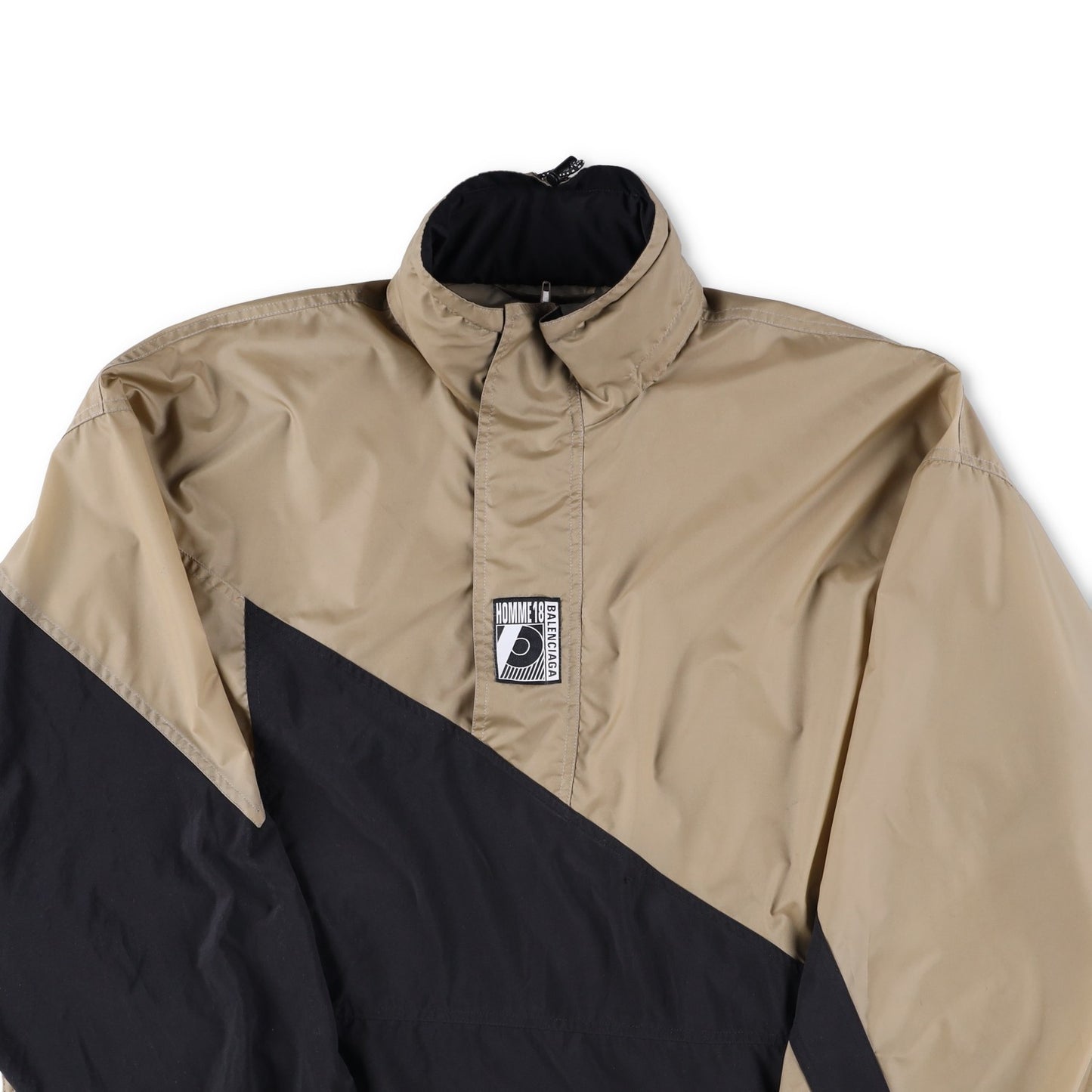 BALENCIAGA 80's Windbreaker Nylon Quarter Zip Mens Tan Size 46 RRP1200 — View 2
