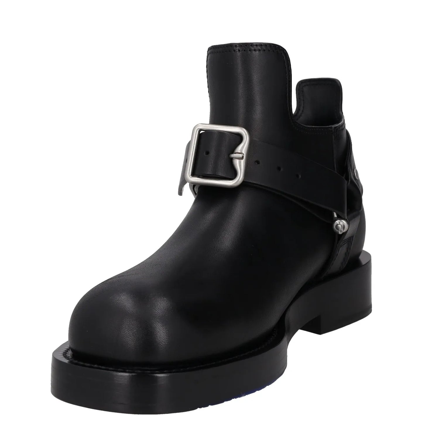 BURBERRY Mens Saddle Mini Ankle Boot Black Leather Buckle Round Toe UK10 RRP1390 — View 3