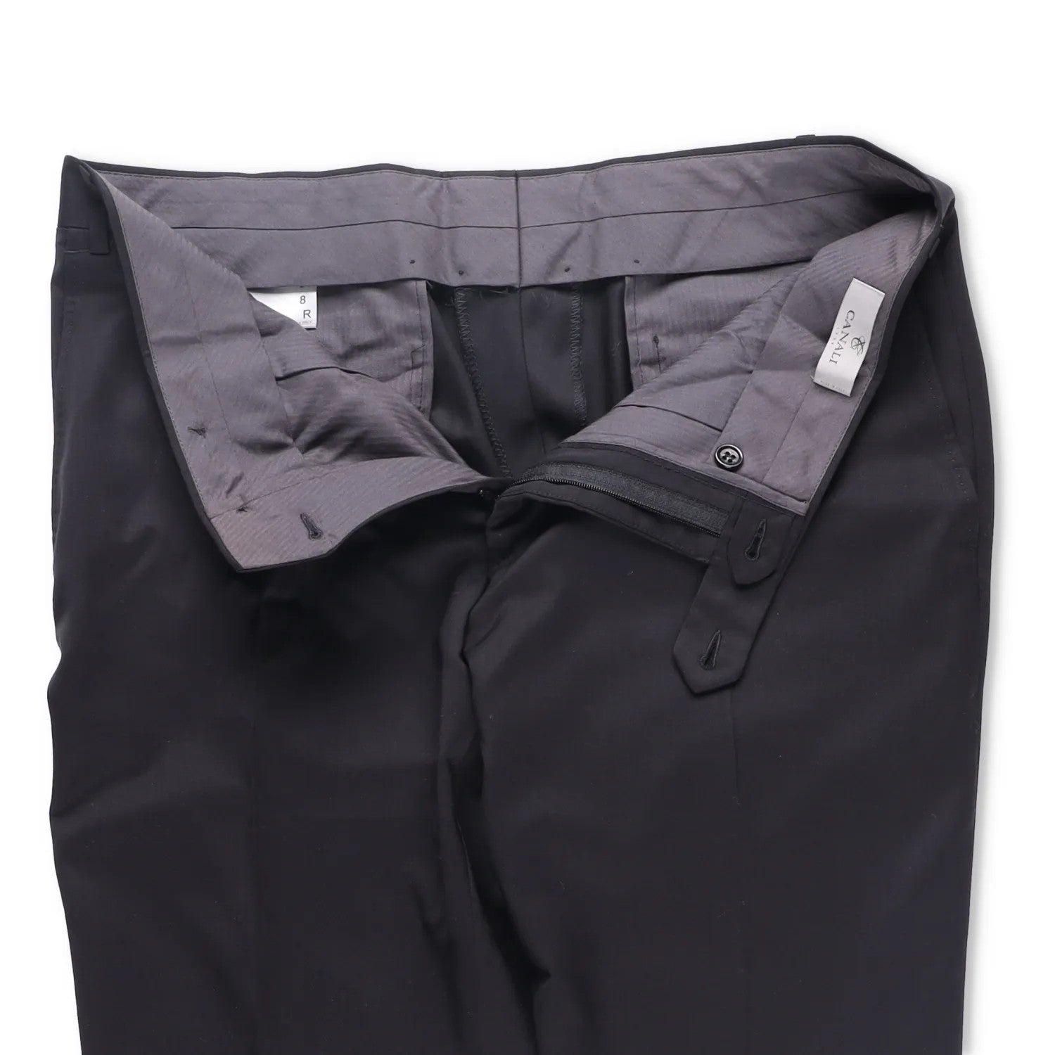 CANALI Mens Pleated Dress Trousers Wool Black Regular Fit Size 8 R RRP 300 — View 6