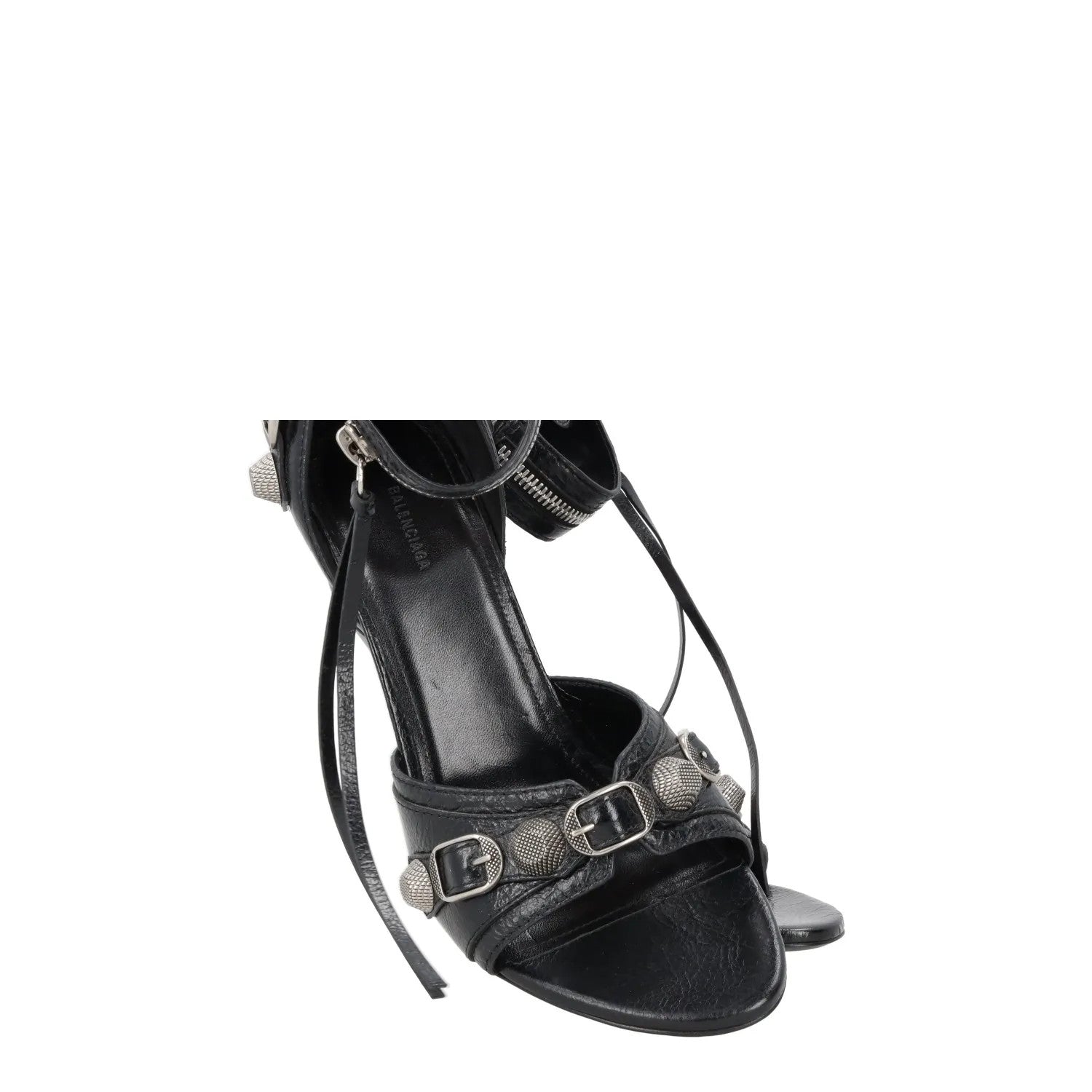 BALENCIAGA Womens Cagole Sandals 110 Leather Black Strappy UK 5 RRP 1050 — View 9
