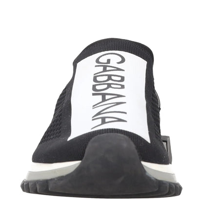 DOLCE & GABBANA Mens Sneakers Black White Fabric Trainers Slip On UK 7 RRP 600 — View 2