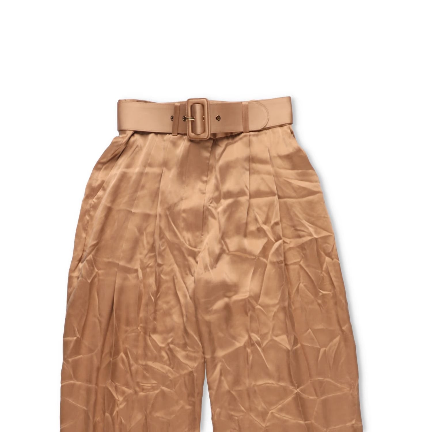 ZIMMERMANN Womens Silk Tuck Pant Sand Brown Wide Leg Trousers UK 8 RRP 375 — View 2
