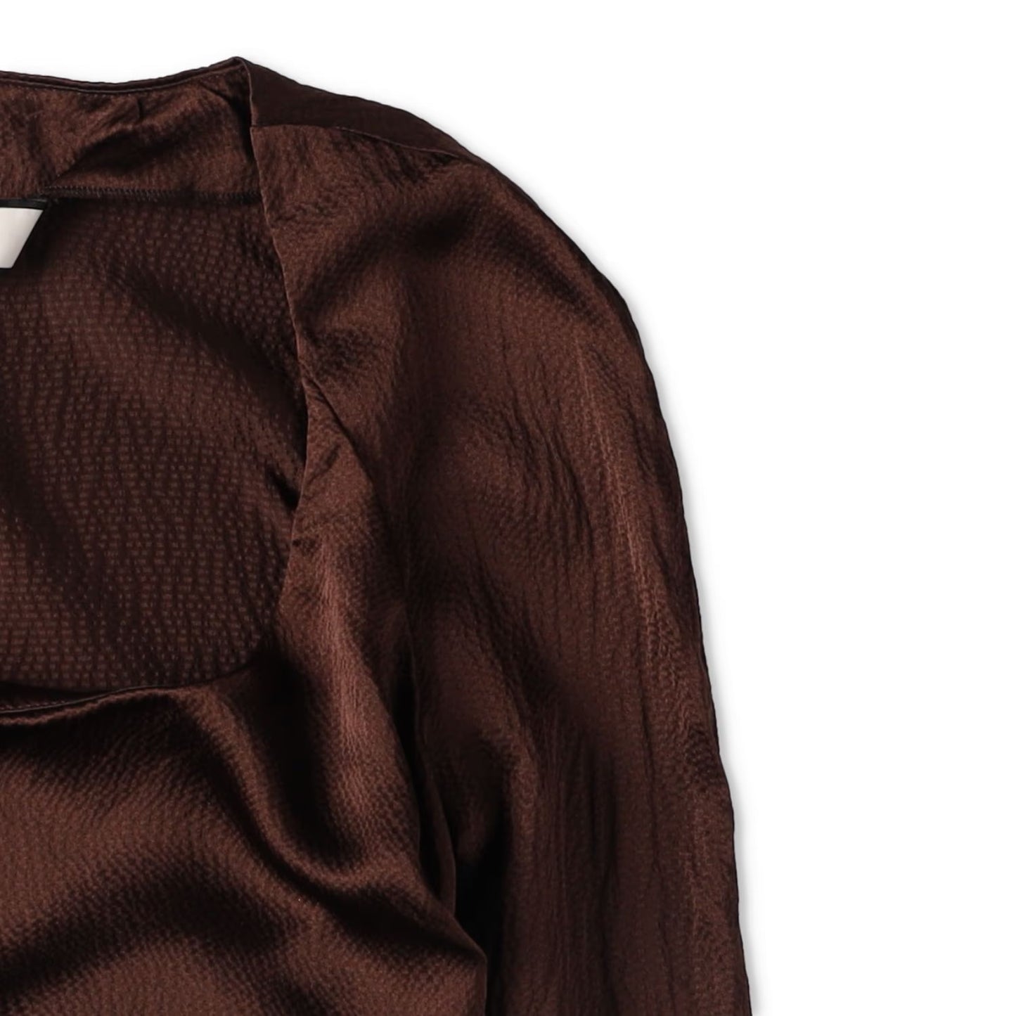 ELLEME Womens Scoop Neck Lomng Sleeve Knot Gathered Top Brown 34 RRP 385 — View 5