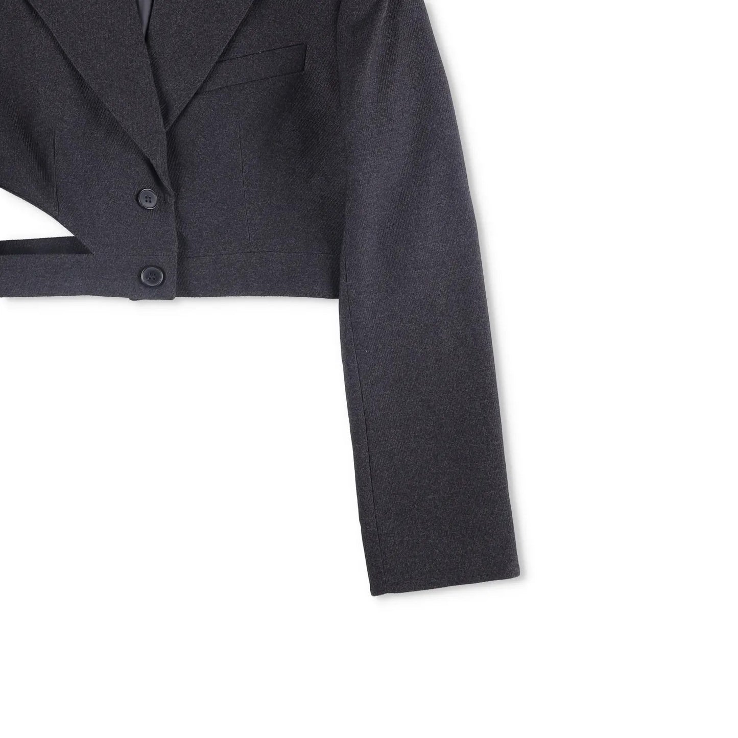 AYA MUSE Womens Black Cropped Blazer Jacket Button Accents Size S RRP 999 — View 4