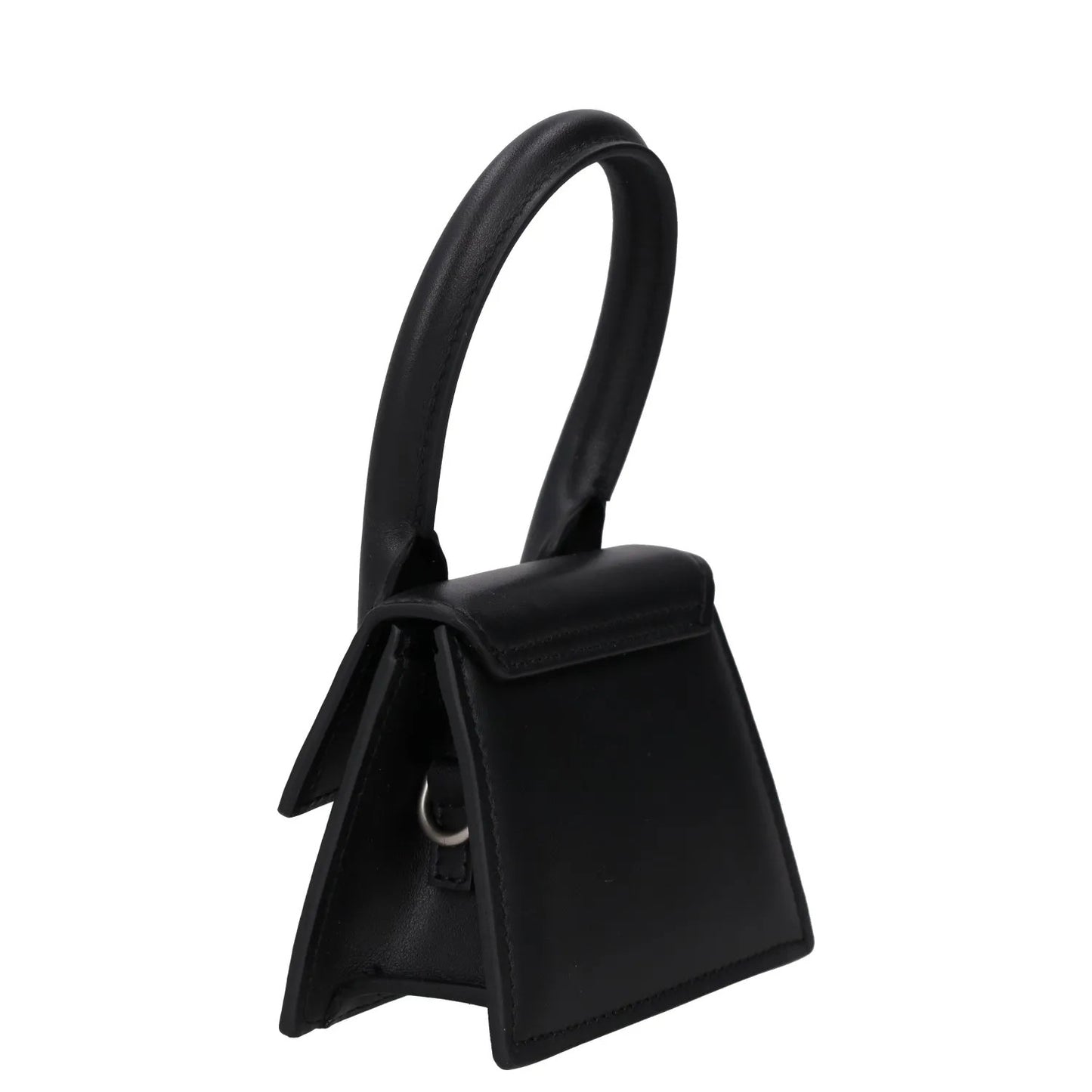 JACQUEMUS Womens Satchel Top Handle Bag Black Leather Silver Logo XS RRP 450 — View 3