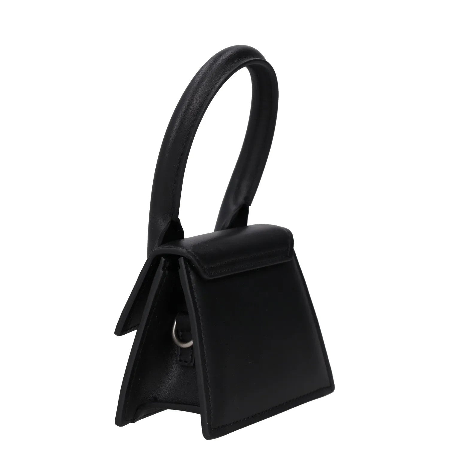 JACQUEMUS Womens Satchel Top Handle Bag Black Leather Silver Logo XS RRP 450 — View 3