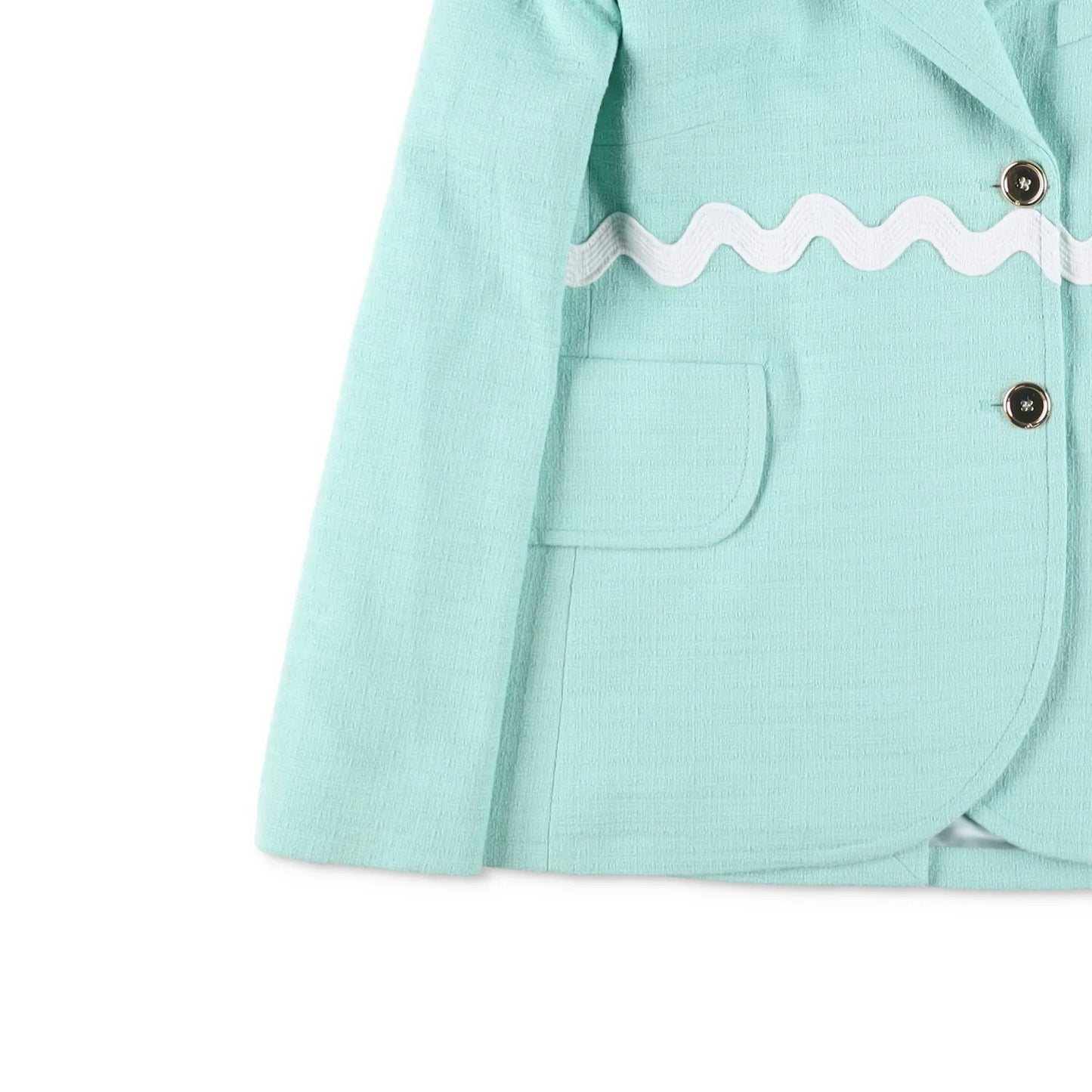 PATOU Womens Contrasted Braid Fitted J Blazer Jacket Green 2 Button 42 RRP 1100 — View 3