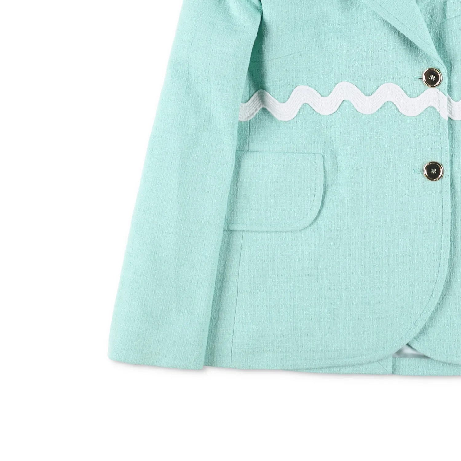 PATOU Womens Contrasted Braid Fitted J Blazer Jacket Green 2 Button 42 RRP 1100 — View 3