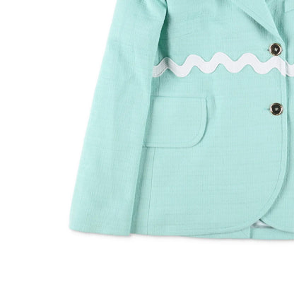 PATOU Womens Contrasted Braid Fitted J Blazer Jacket Green 2 Button 42 RRP 1100 — View 3