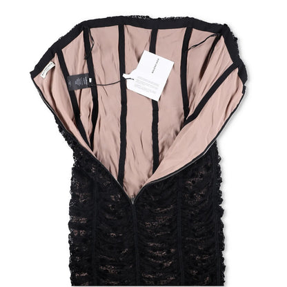 BALENCIAGA Womens Midi Dress Black Viscose Lace Strapless Size 38 RRP 800 — View 6