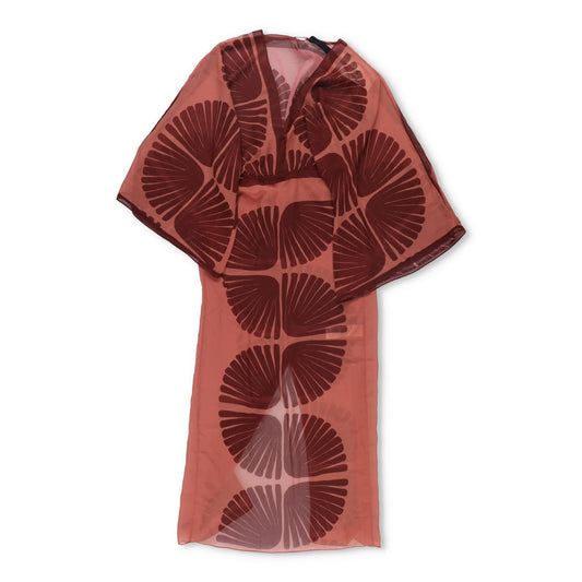 JOHANNA ORTIZ Spiritualhealers Tunic Maxi Dress Deep V Neck Pareo Red 0 RRP 945