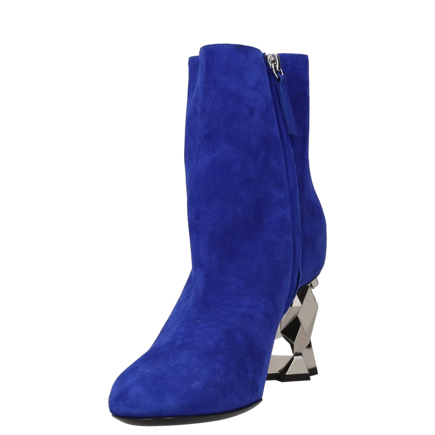 GIUSEPPE ZANOTTI Womens Ankle Boots Blue Leather Metallic Heel Zip UK 4 RRP 400 — View 3