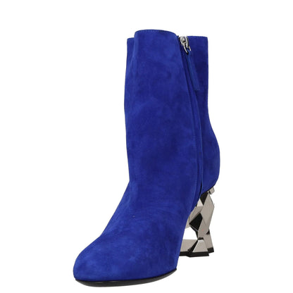 GIUSEPPE ZANOTTI Womens Ankle Boots Blue Leather Metallic Heel Zip UK 4 RRP 400 — View 3