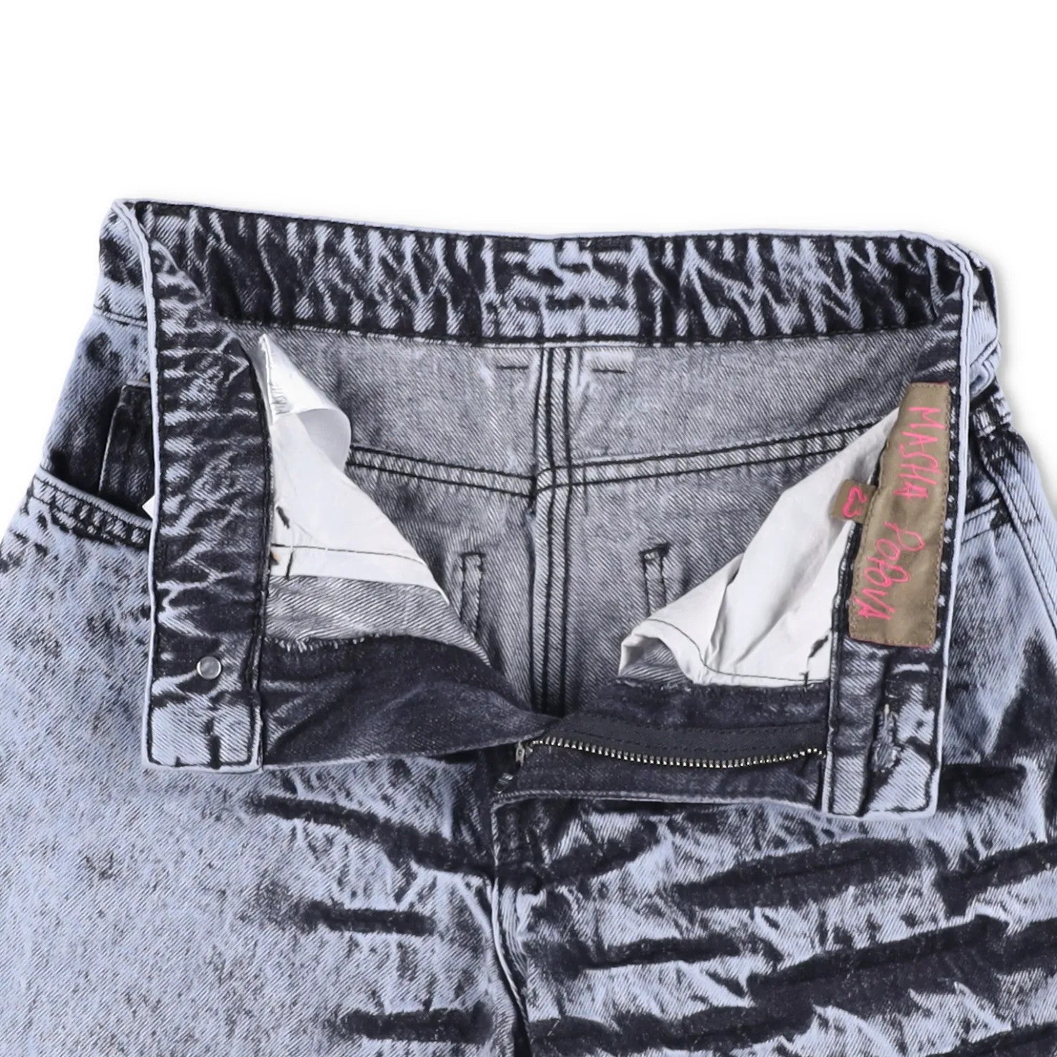 MASHA POPOVA Womens Black Denim Knee Length Boyfriend Shorts Acid Wash 23 RRP365 — View 6
