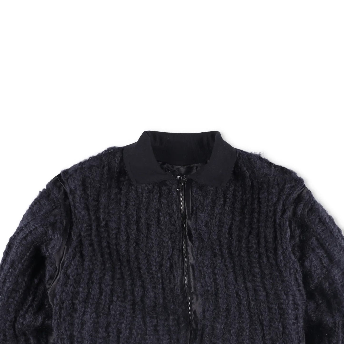 MLGA Mens Hand Knitted Bomber Jacket 07 Silk And Steel Black Size S RRP 1630 — View 2