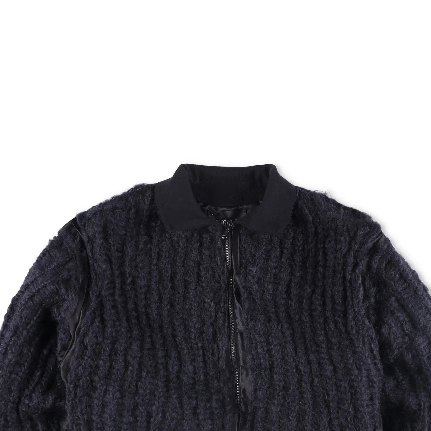 MLGA Mens Hand Knitted Bomber Jacket 07 Silk And Steel Black Size S RRP 1630 — View 2