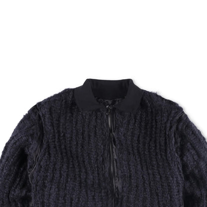 MLGA Mens Hand Knitted Bomber Jacket 07 Silk And Steel Black Size S RRP 1630 — View 2