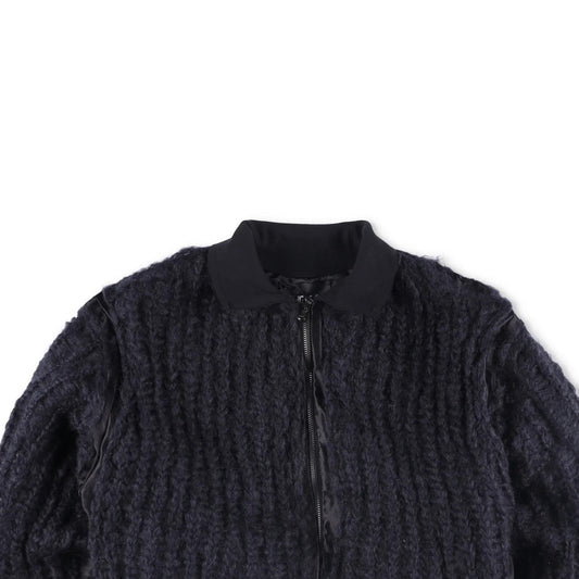 MLGA Mens Hand Knitted Bomber Jacket 07 Silk And Steel Black Size S RRP 1630 — View 2