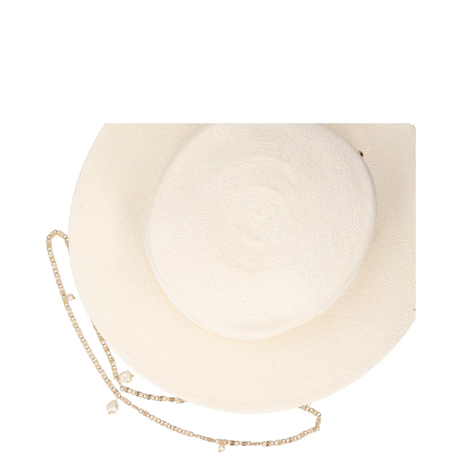 GUCCI Womens Sun Hat Beige Straw Chain Accent Button Summer Size L RRP 400 — View 7