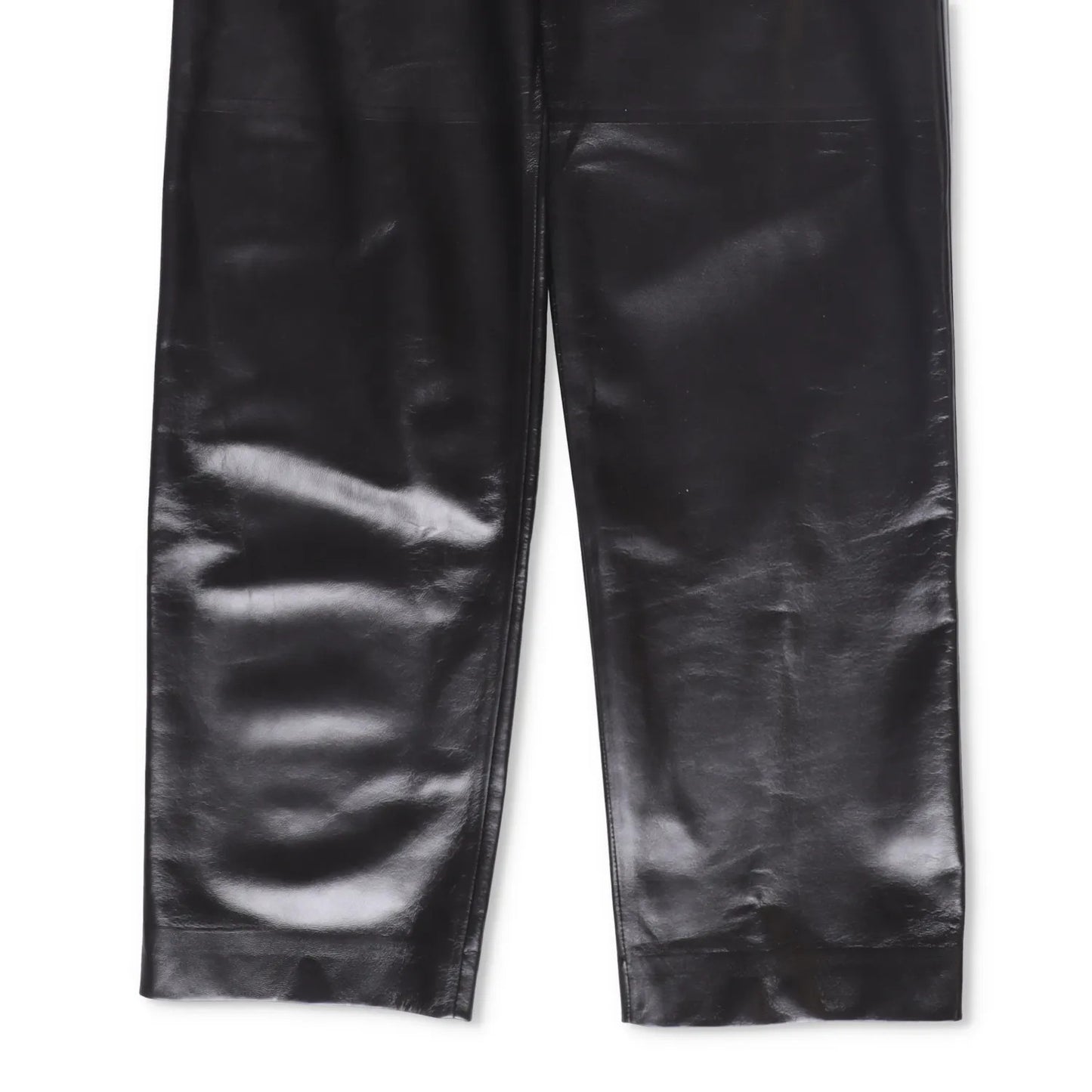 BOTTEGA VENETA Womens Leather Trousers Stretch Waist Straight Green 38 RRP 3682 — View 4