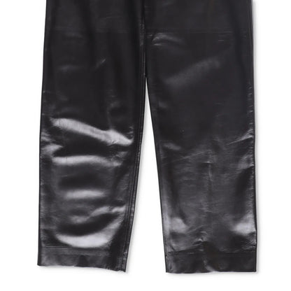 BOTTEGA VENETA Womens Leather Trousers Stretch Waist Straight Green 38 RRP 3682 — View 4